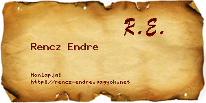 Rencz Endre névjegykártya